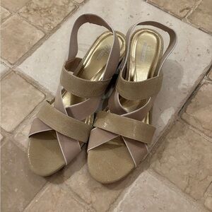 Elegant Beige Wedge Sandals